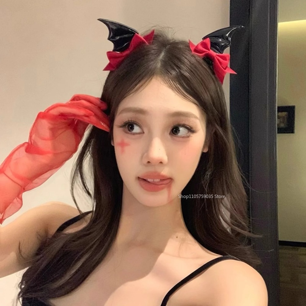 Halloween Devil Horn Bow Hair  - Cosplay Bat Prop review and price