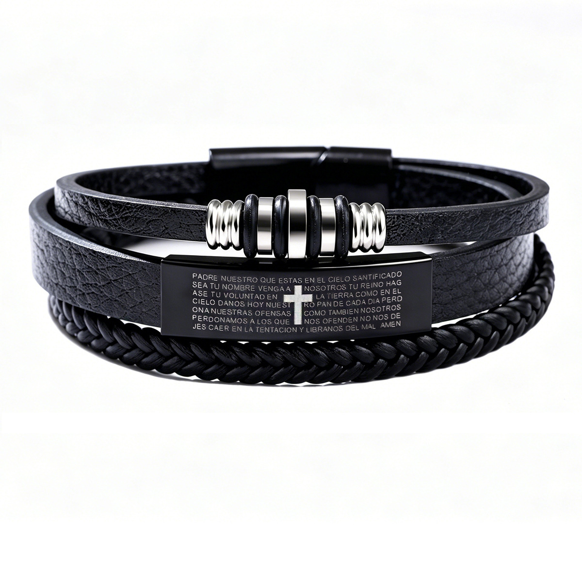 Men Triple Layer Braided Leath - Magnetic Clasp Cosplay review and price