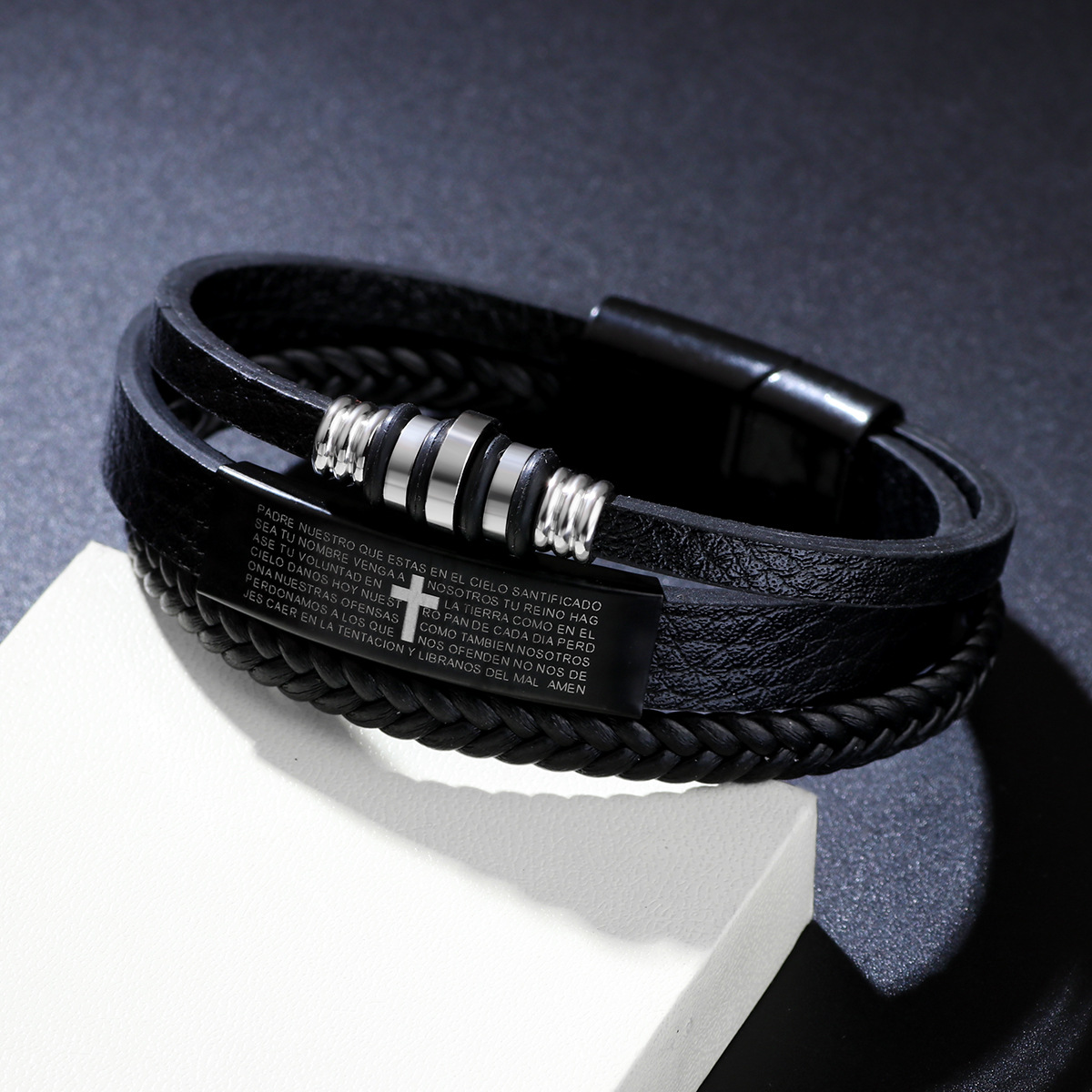 Men Triple Layer Braided Leath - Magnetic Clasp Cosplay review and price