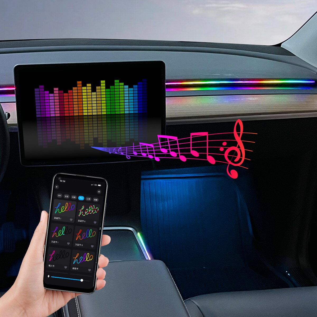 Car LED Ambient Light USB 64 C - Led El Wire review and price