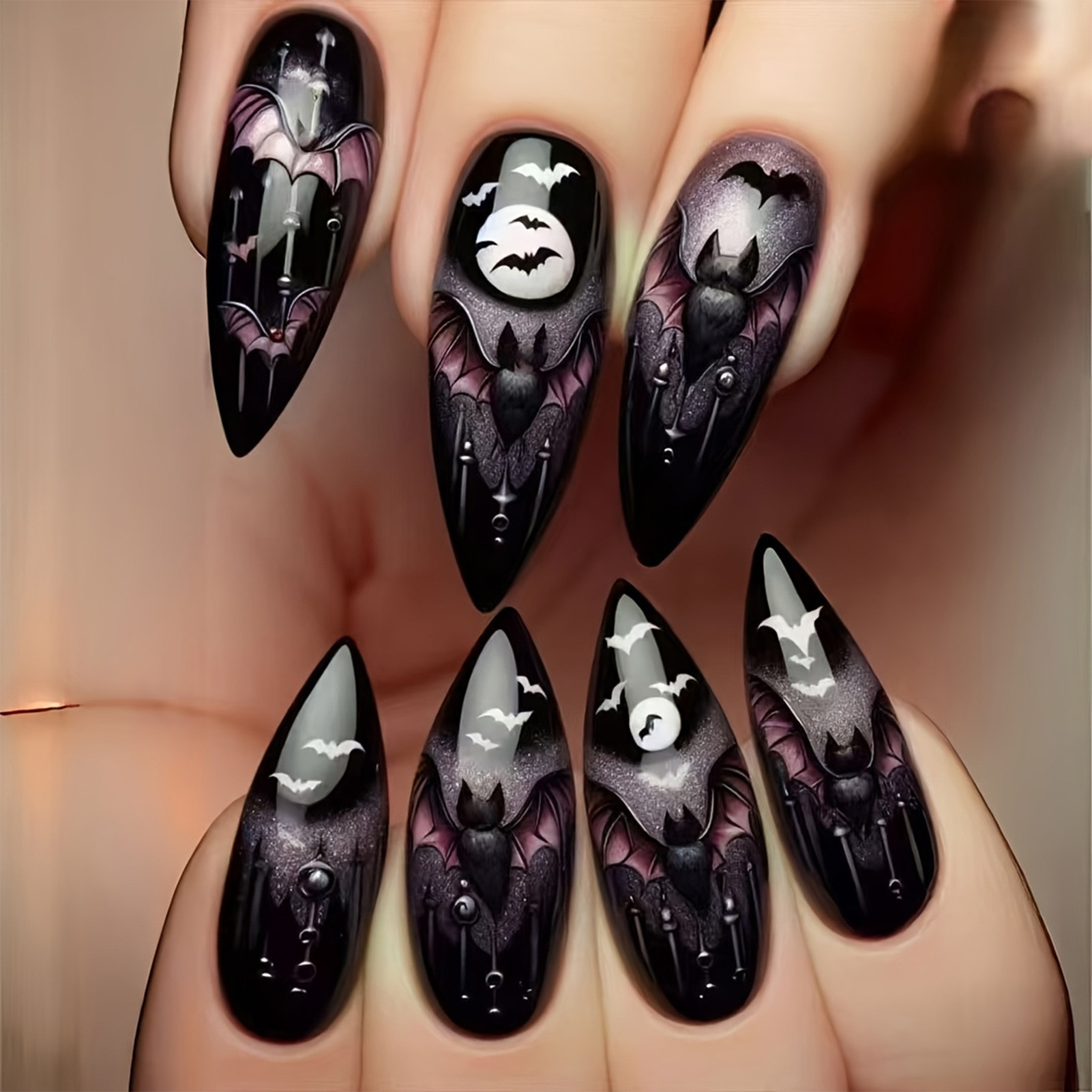 24Pcs Halloween Fake Nails Bla - Cosplay Bat Prop review and price